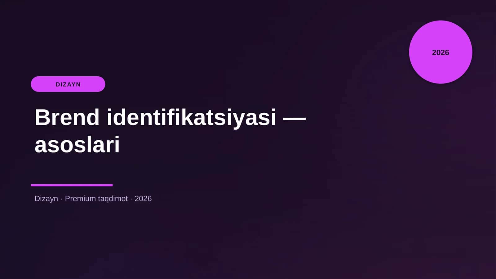 Brend identifikatsiyasi — asoslari
