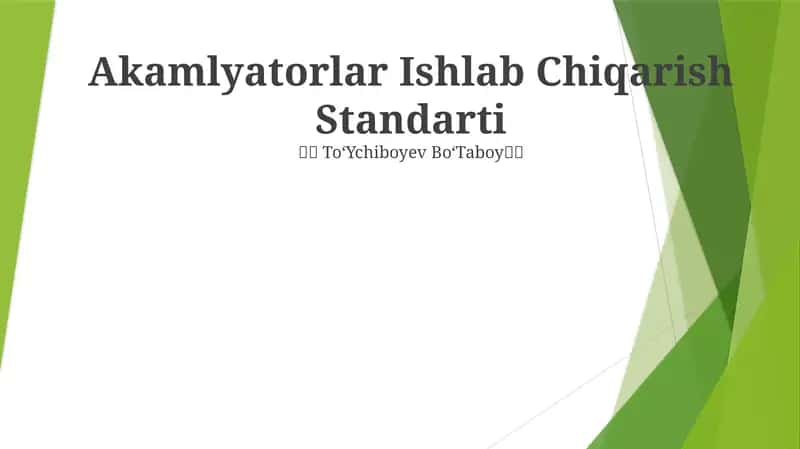 Akkumulyatorlar Ishlab Chiqarish Standarti