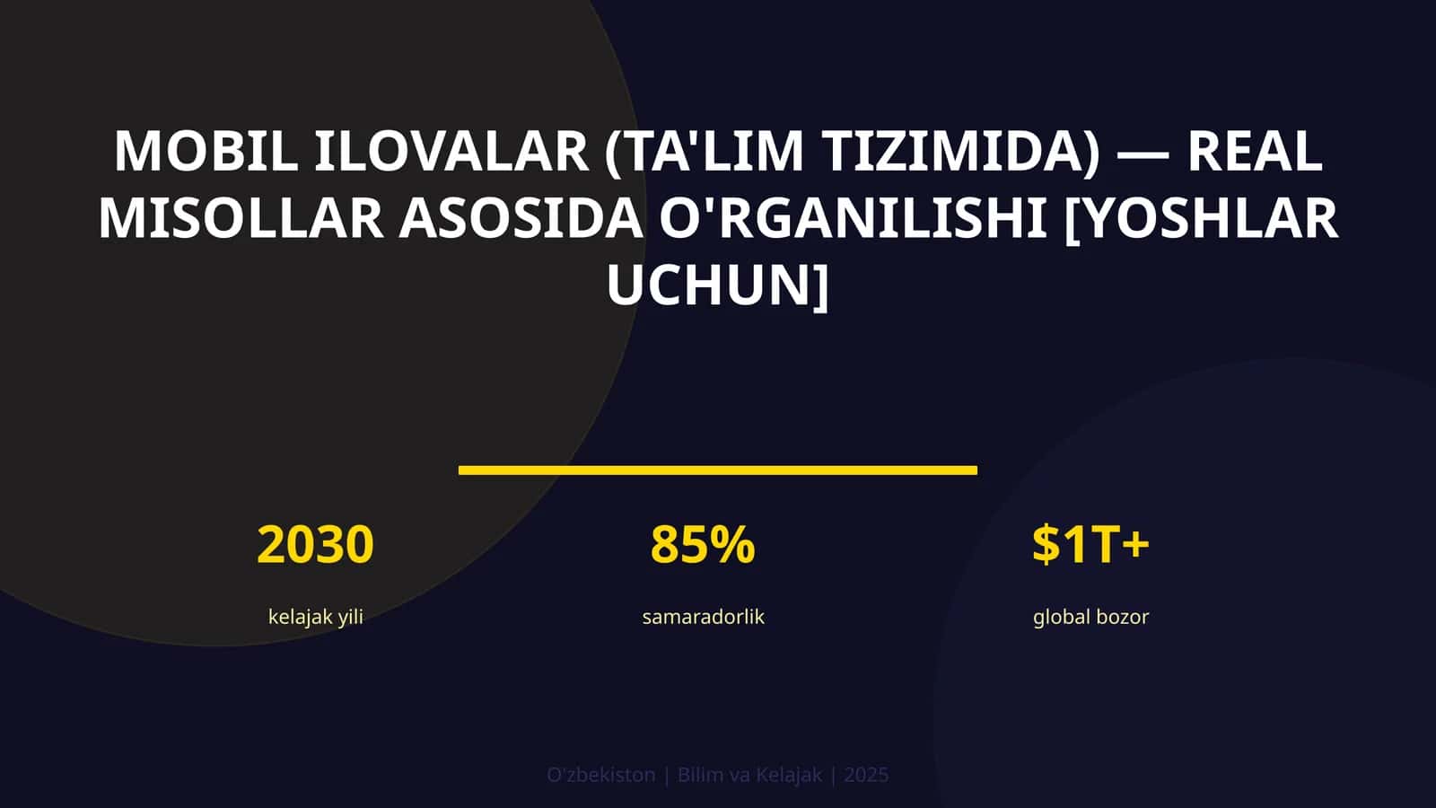 MOBIL ILOVALAR (TA'LIM TIZIMIDA) — REAL MISOLLAR ASOSIDA O'RGANILISHI [YOSHLAR UCHUN]