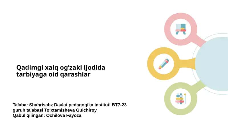 Qadimgi xalq ogʻzaki ijodida tarbiyaga oid qarashlar