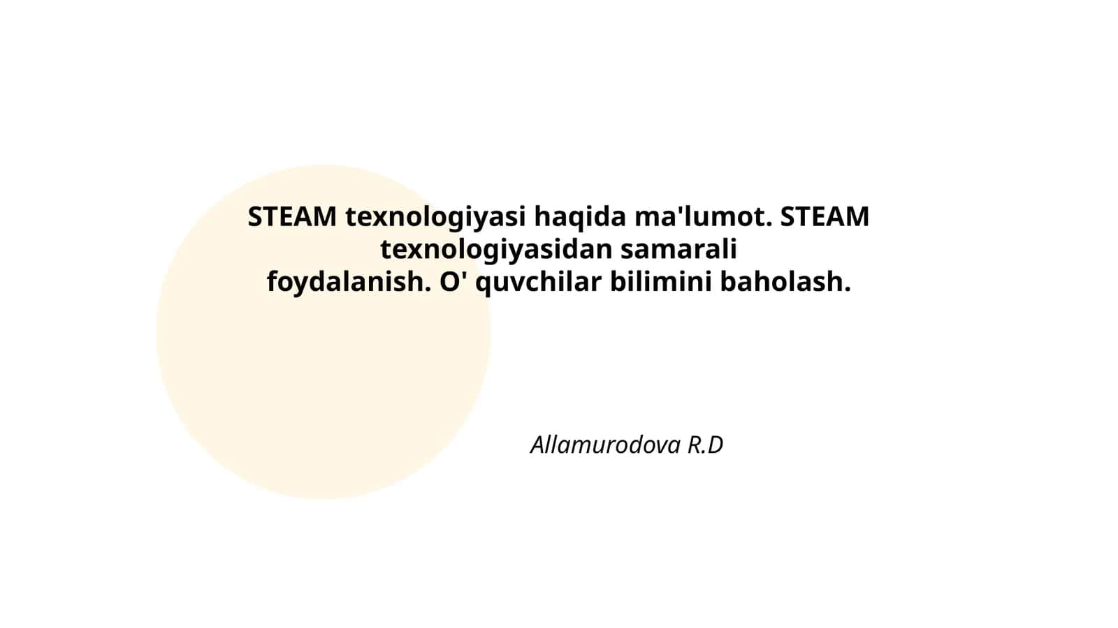 STEAM texnologiyasi haqida ma'lumot