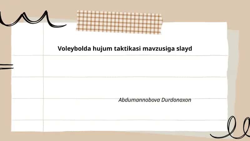 Voleybolda hujum taktikasi mavzusiga slayd