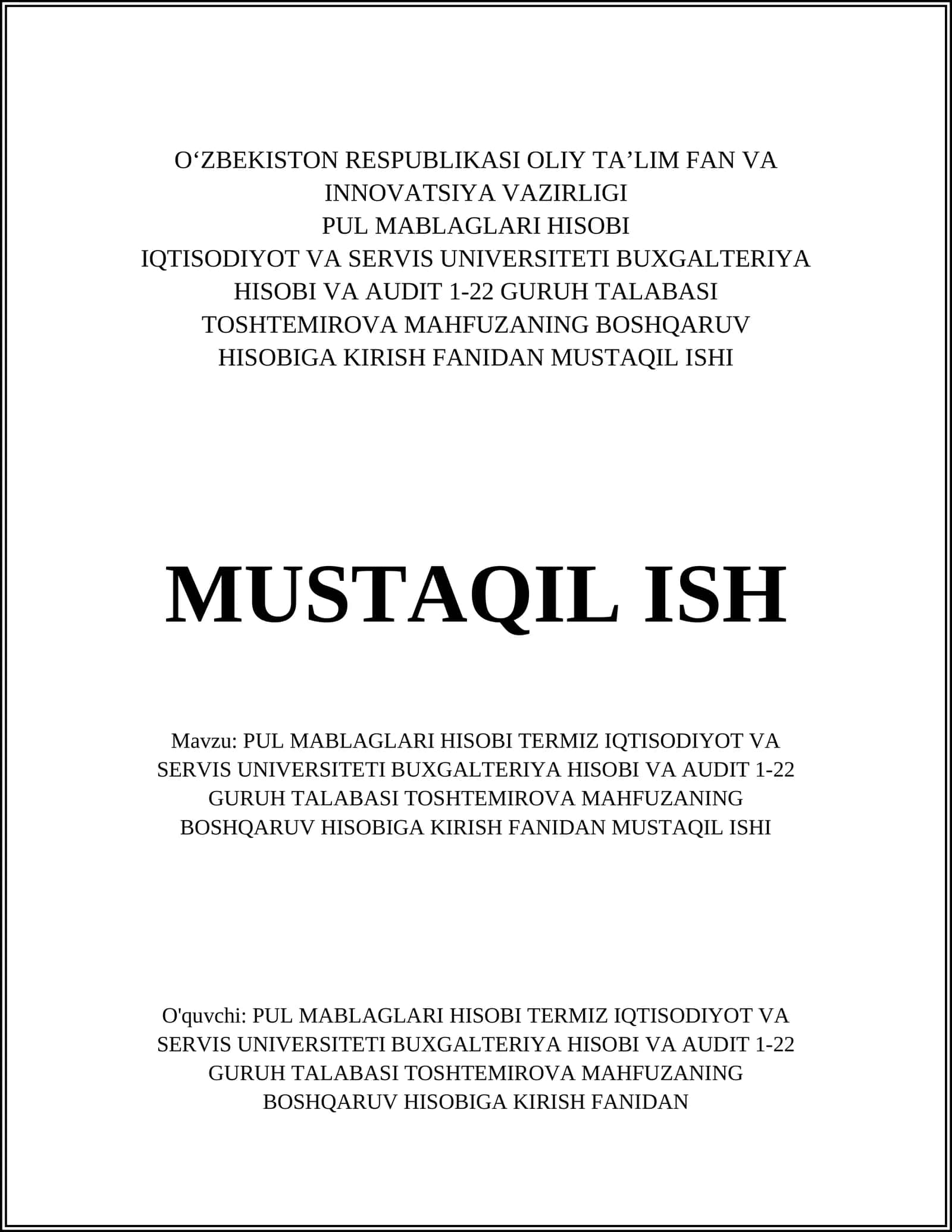 PUL MABLAGLARI HISOBI