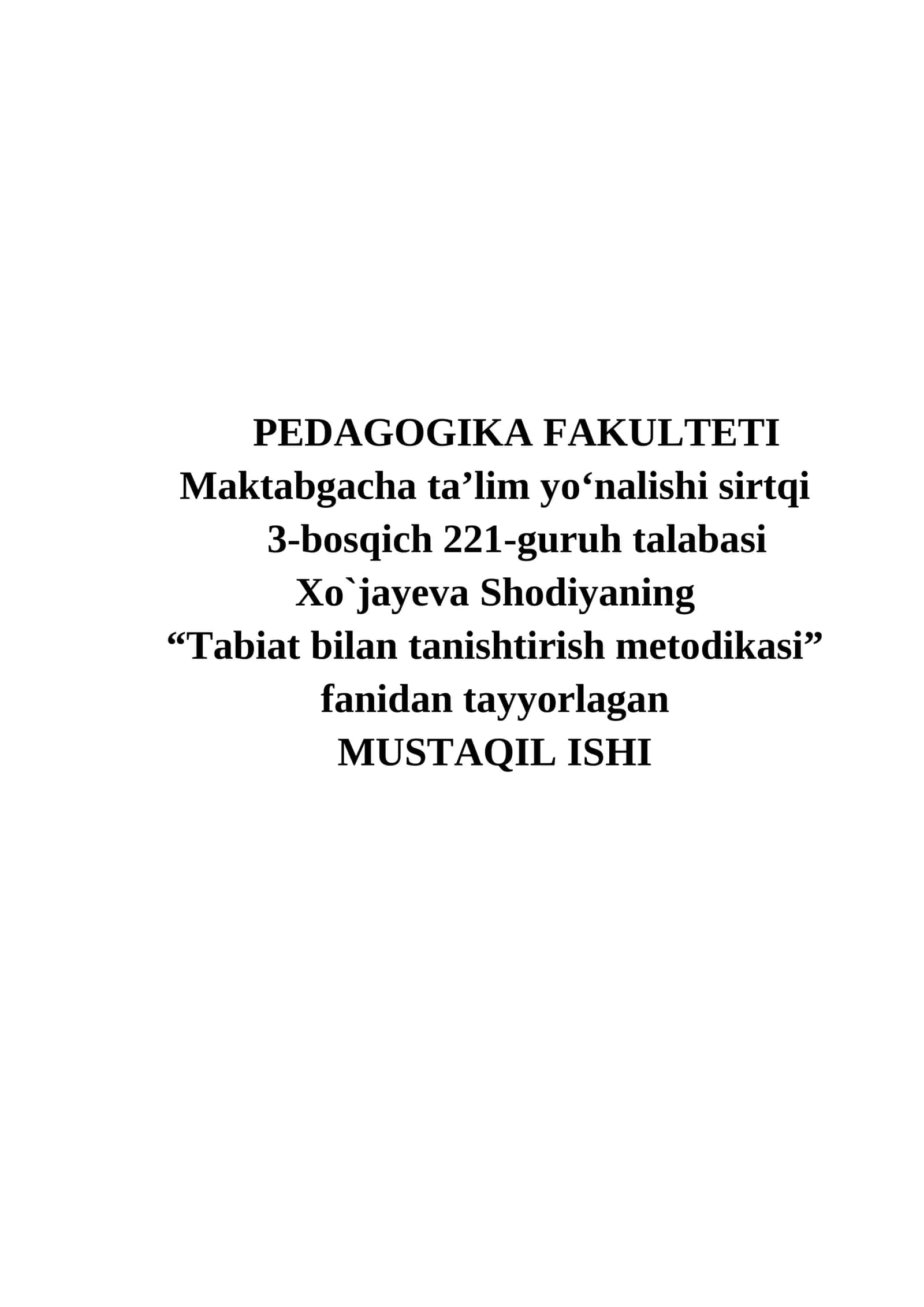 Tabiat burchagini tashkil etish