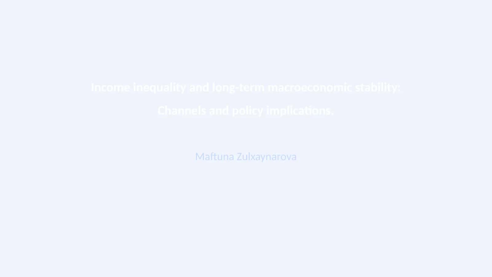 Income Inequality and Long-term Macroeconomic Stability