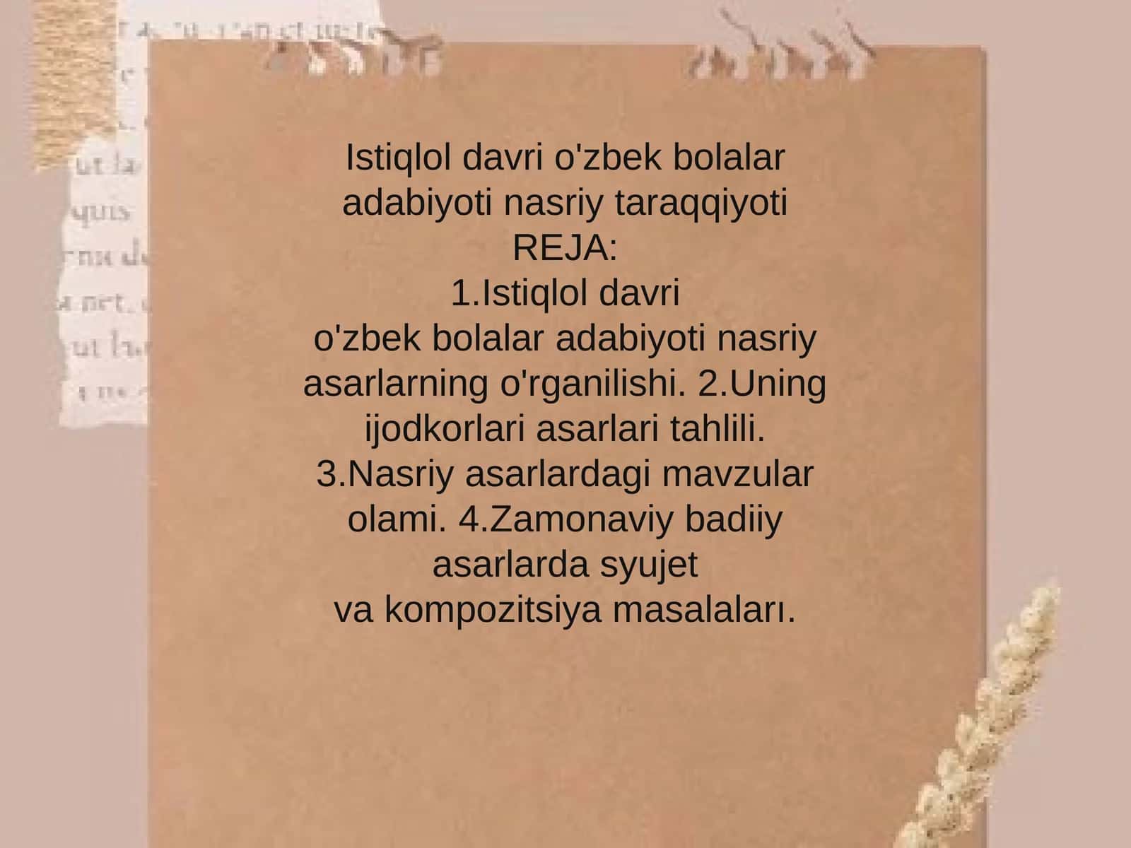 Istiqlol davri o'zbek bolalar adabiyoti nasriy taraqqiyoti
