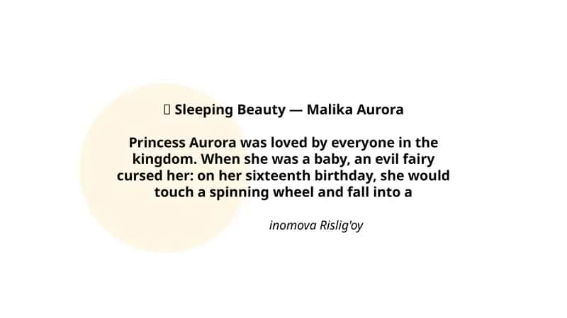Sleeping Beauty (Uyqudagi malika - Malika Aurora)