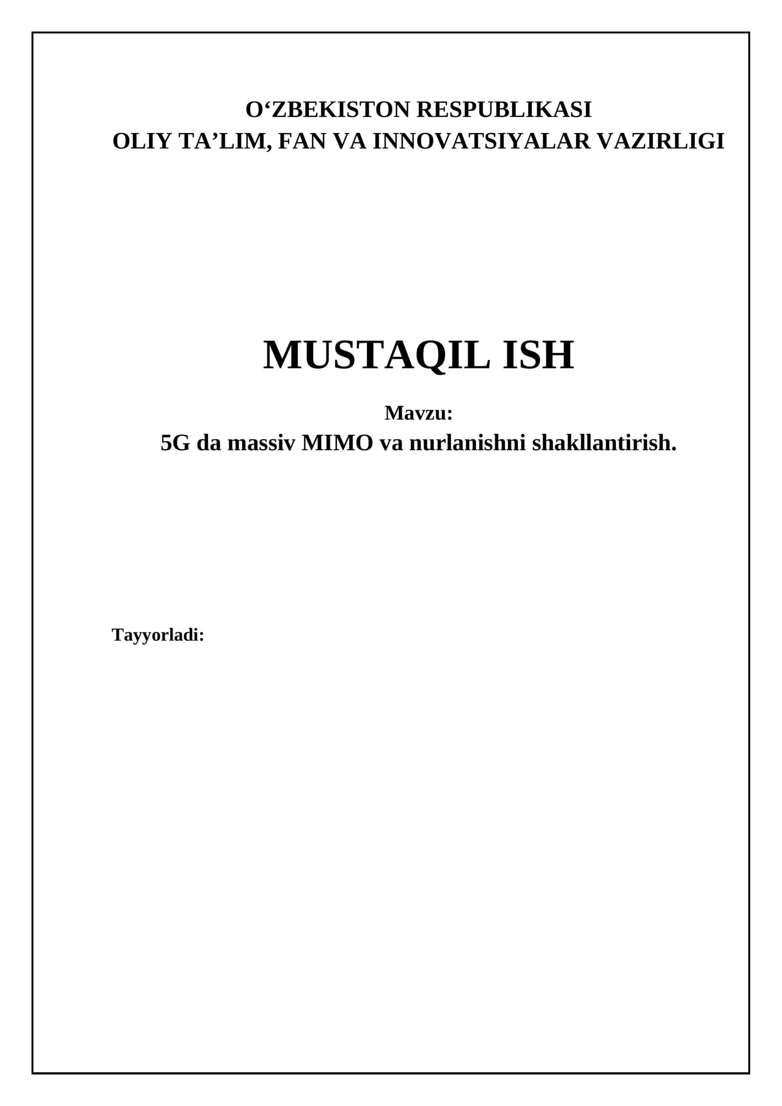 5G da massiv MIMO va nurlanishni shakllantirish