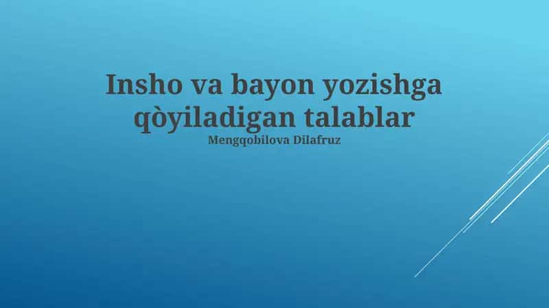 Insho va Bayonotning Tarkibiy Qismlari