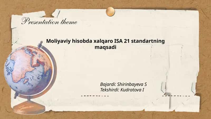 ISA 21 standartining moliyaviy hisobga kiritilishi