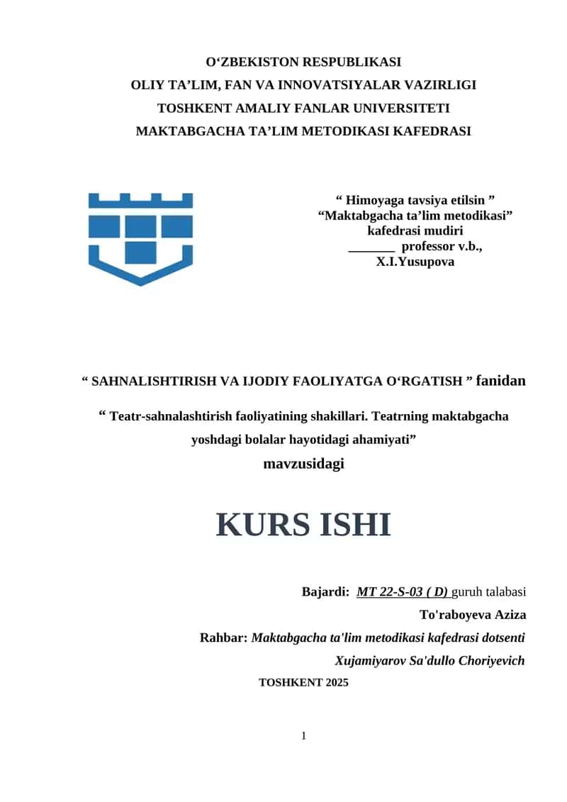 Teatr-sahnalashtirish faoliyatining shakillari. Teatrning maktabgacha yoshdagi bolalar hayotidagi ahamiyati.docx