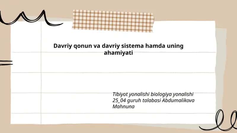 Davriy qonun va davriy sistema hamda uning ahamiyati
