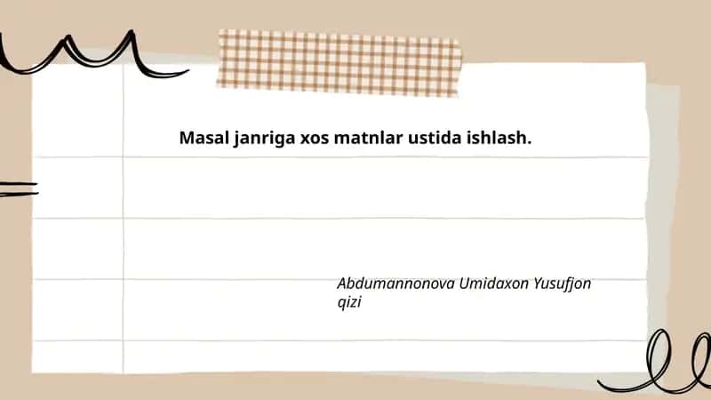 Masallar janri tahlili