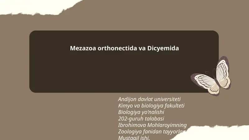 Mezazoa orthonectida va Dicyemida