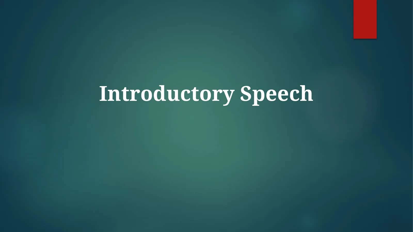 Introductory Speech