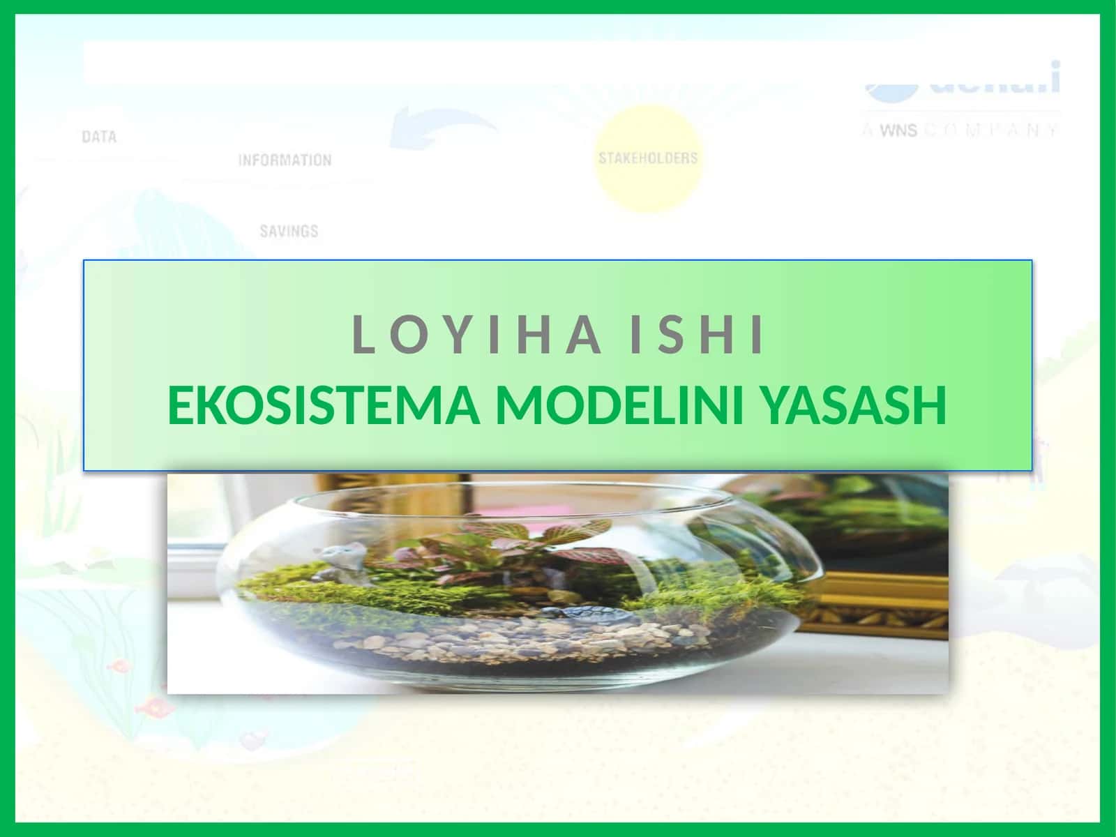 L O Y I H A I S H IEKOSISTEMA MODELINI YASASH