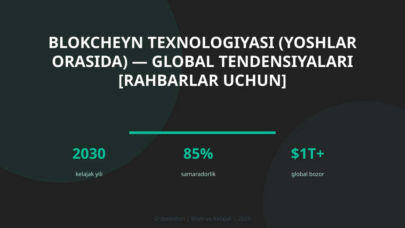 Blokcheyn texnologiyasi (yoshlar orasida) — global tendensiyalari [rahbarlar uchun]