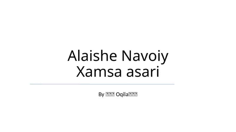 Alaishe Navoiy Xamsa asari