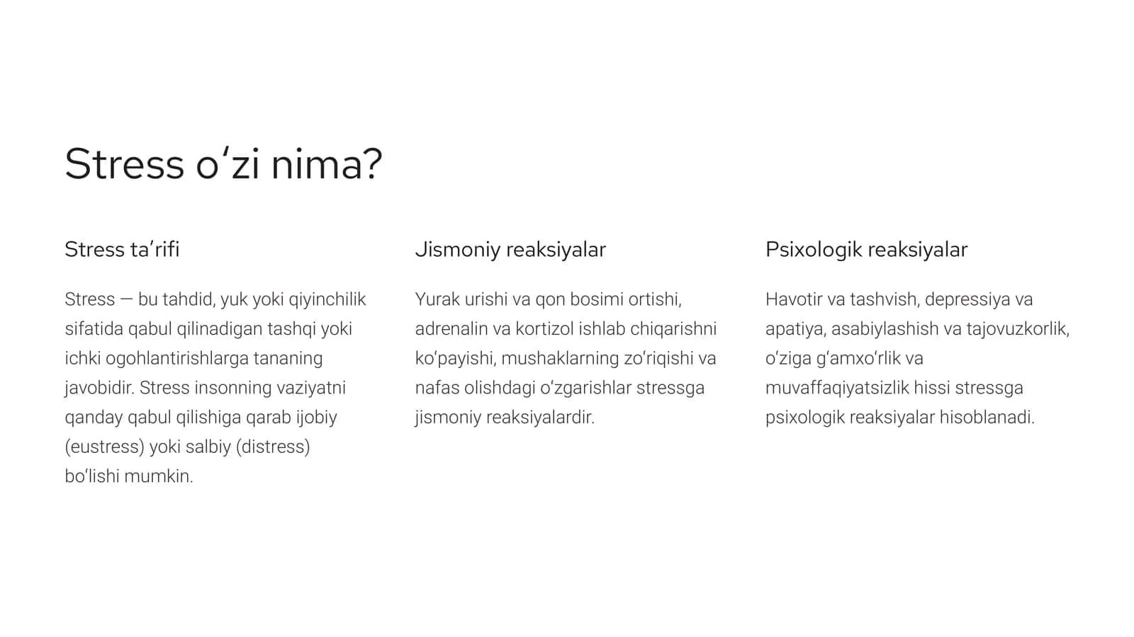 Stress oʻzi nima?
