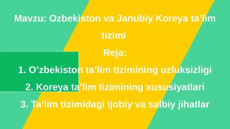 Ozbekiston va Janubiy Koreya ta'lim tizimi