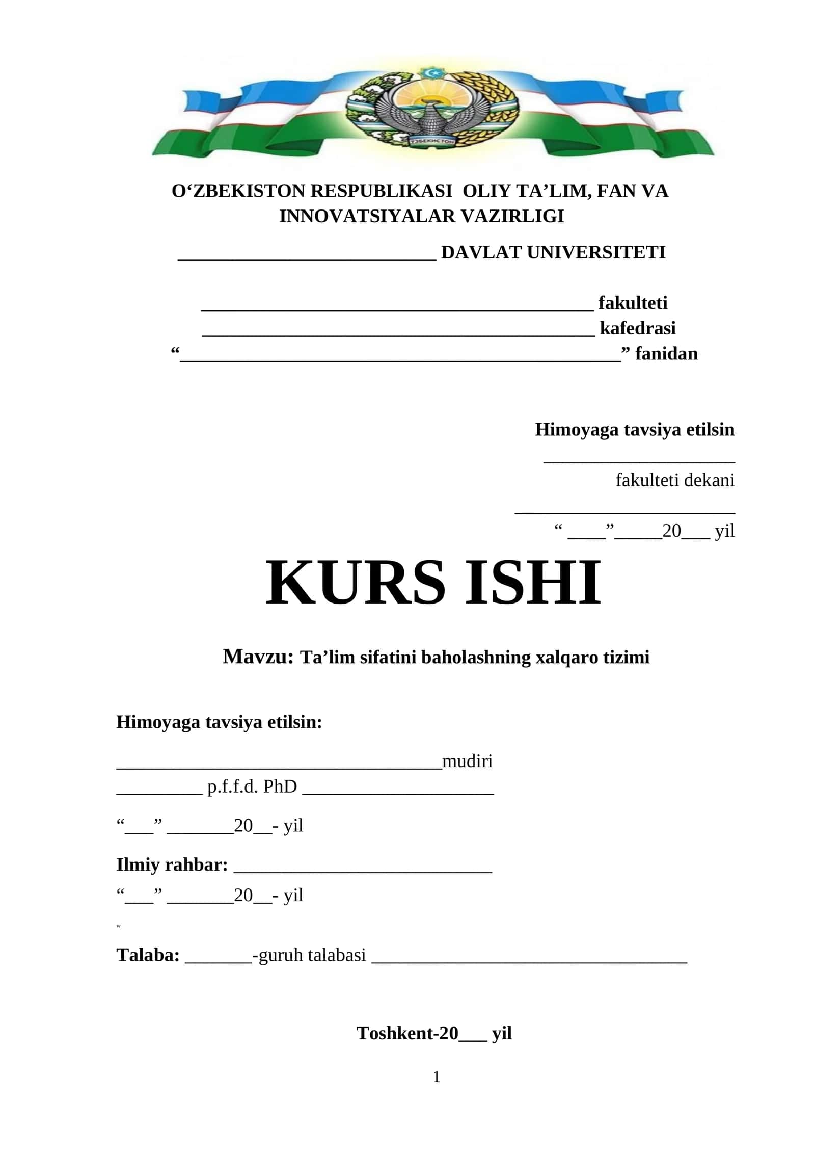 Ta’lim sifatini baholashning xalqaro tizimi