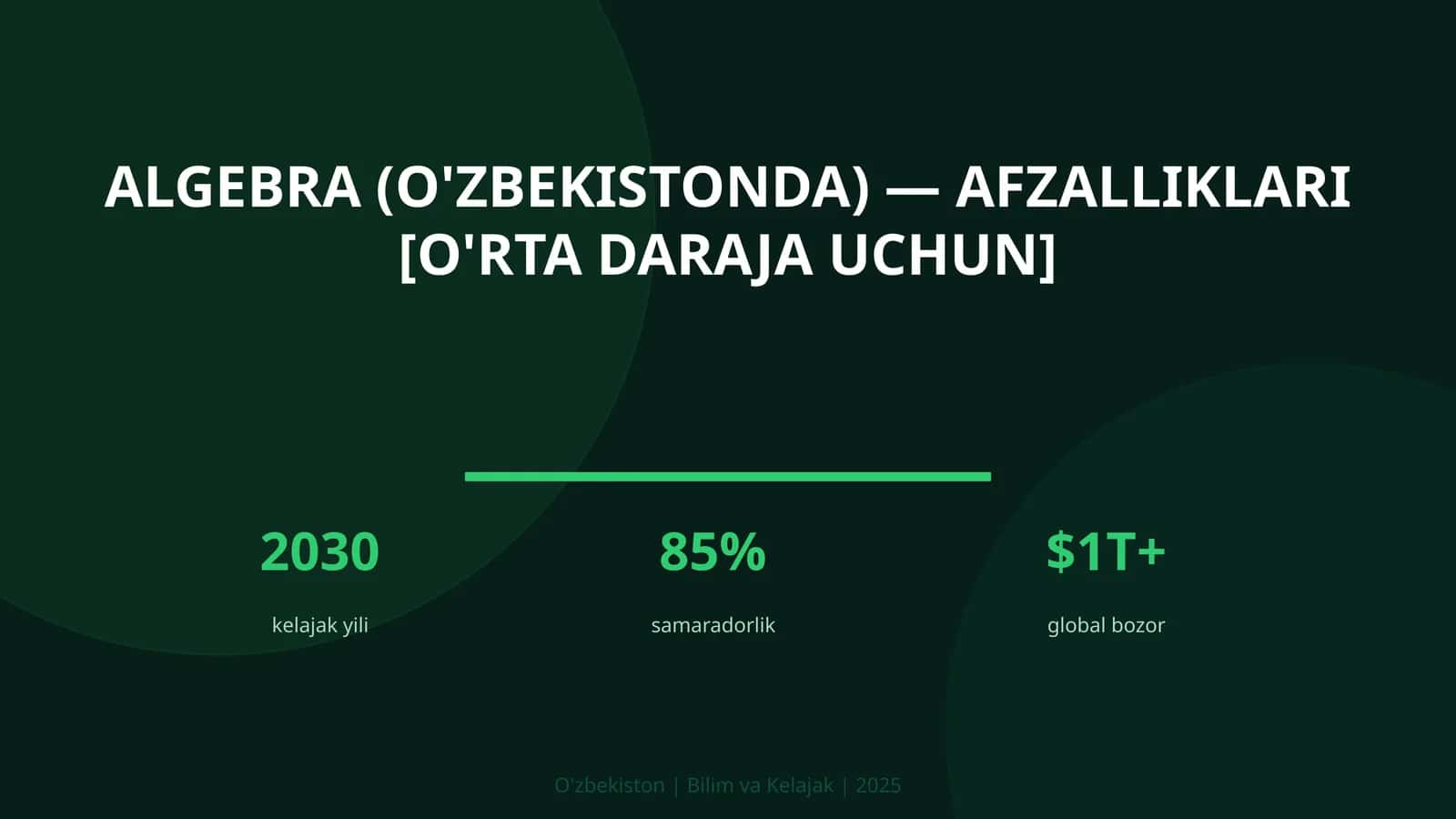 Algebra (O'zbekistonda) — afzalliklari [o'rta daraja uchun]