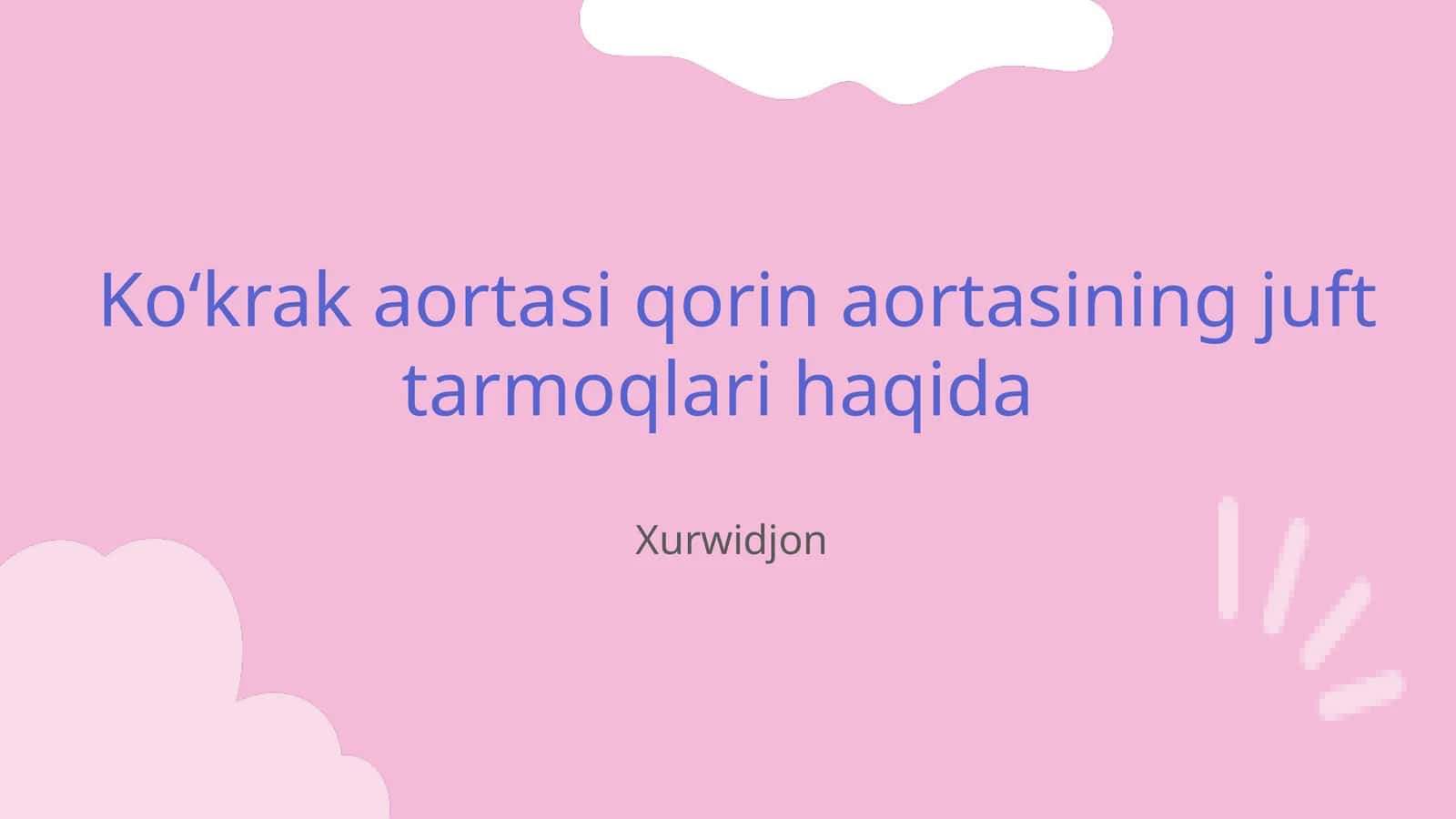 Koʻkrak aortasi qorin aortasining juft tarmoqlari haqida