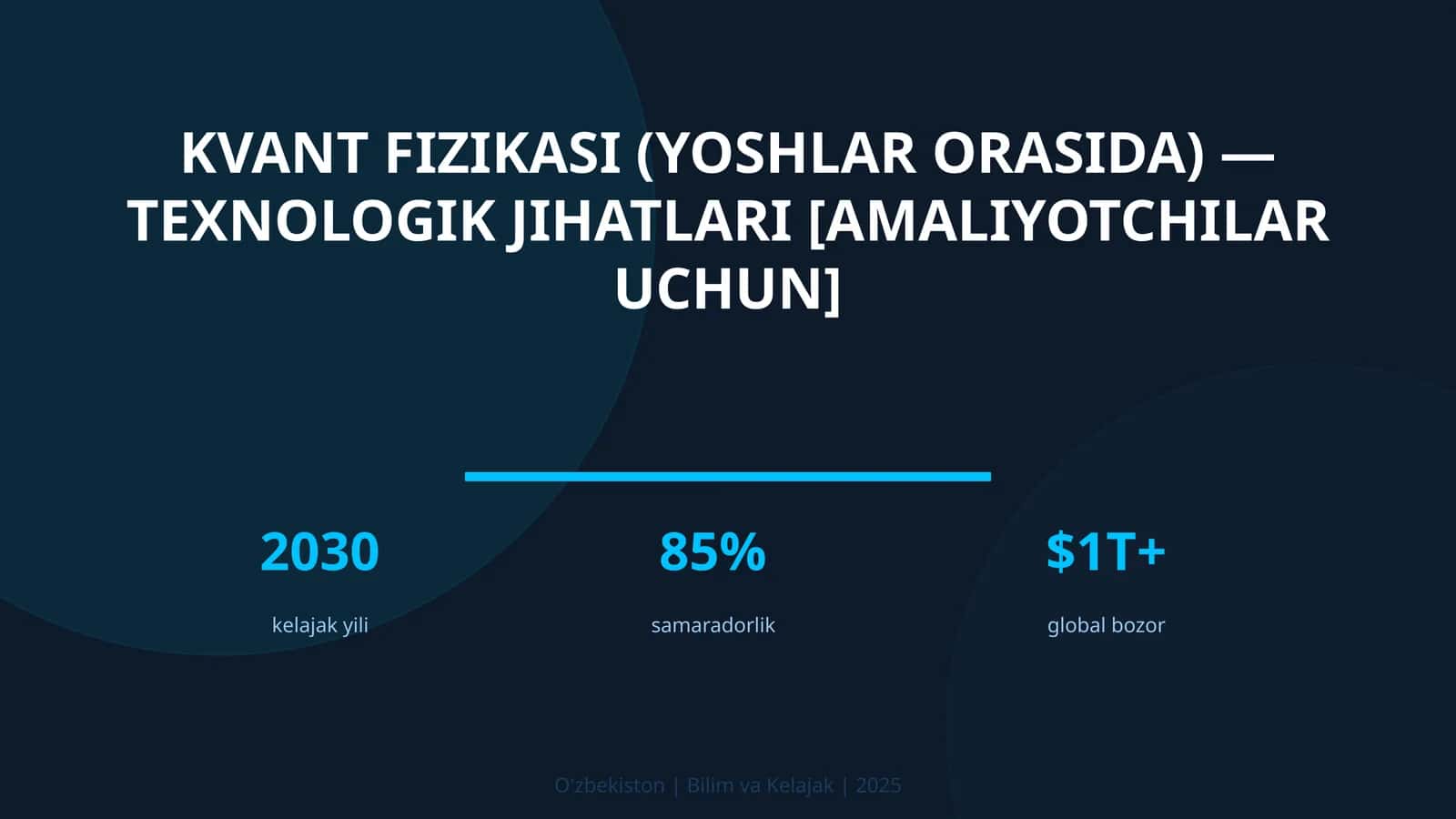 Kvant fizikasi (yoshlar orasida) — texnologik jihatlari [amaliyotchilar uchun]