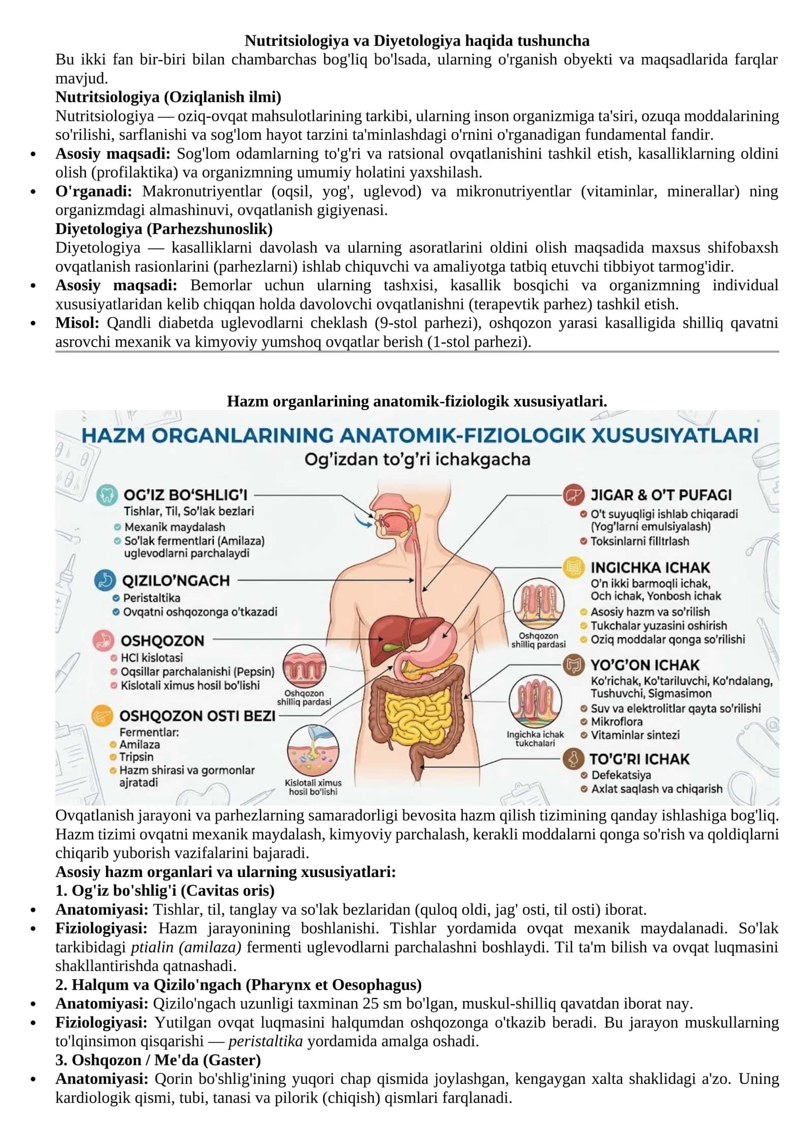Nutritsiologiya va Diyetologiya haqida tushuncha