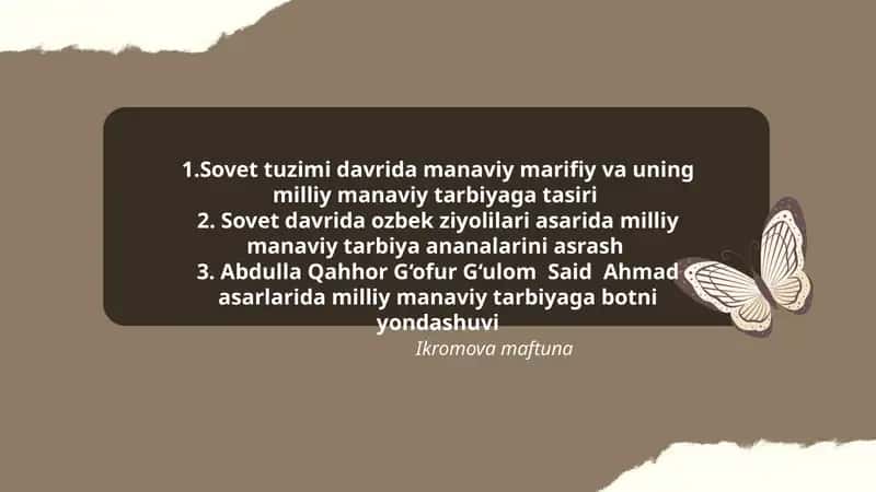 Sovet davri O‘zbek adabiyoti asarlarida milliy manaviy tarbiya meselelari