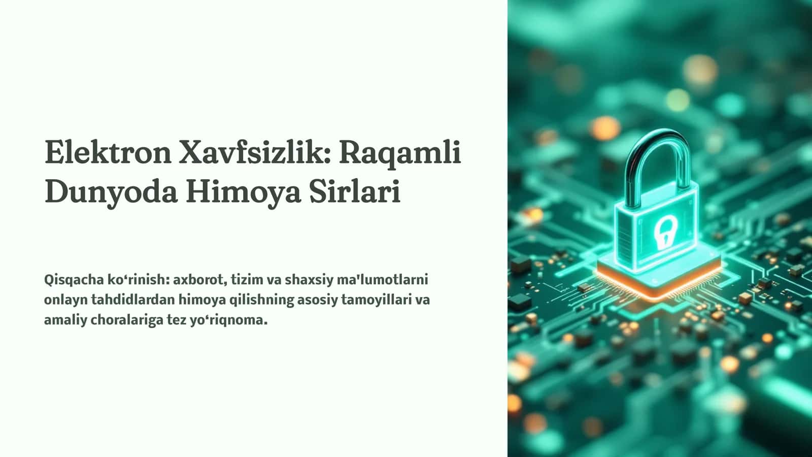 Elektron Xavfsizlik: Raqamli Dunyoda Himoya Sirlari