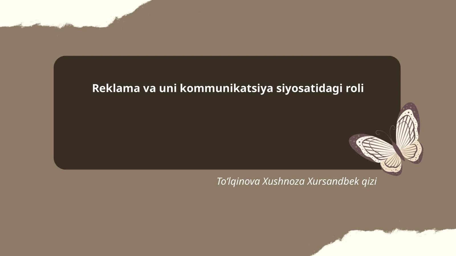 Reklama va uni kommunikatsiya siyosatidagi roli