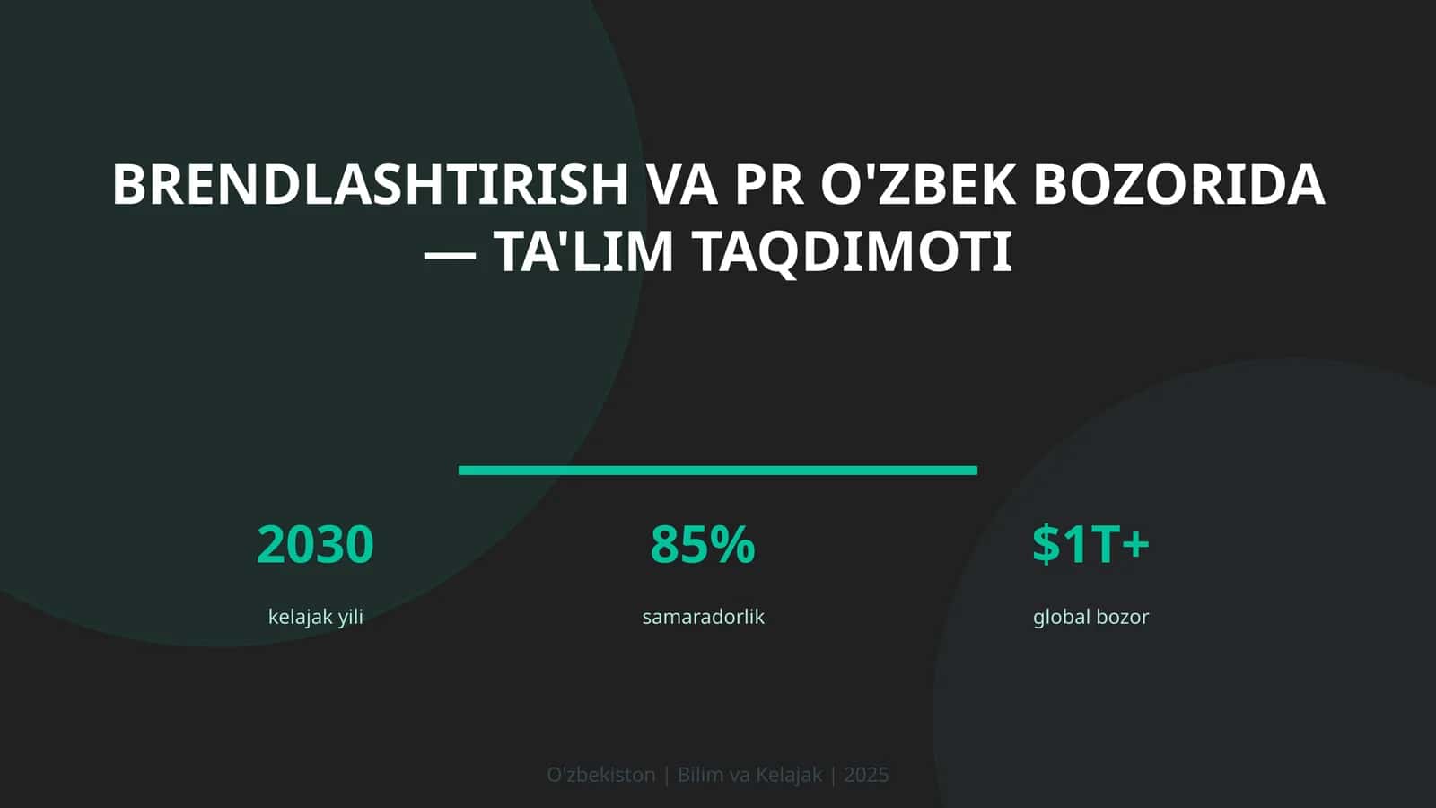 Brendlashtirish va PR O'zbek bozorida — ta'lim taqdimoti