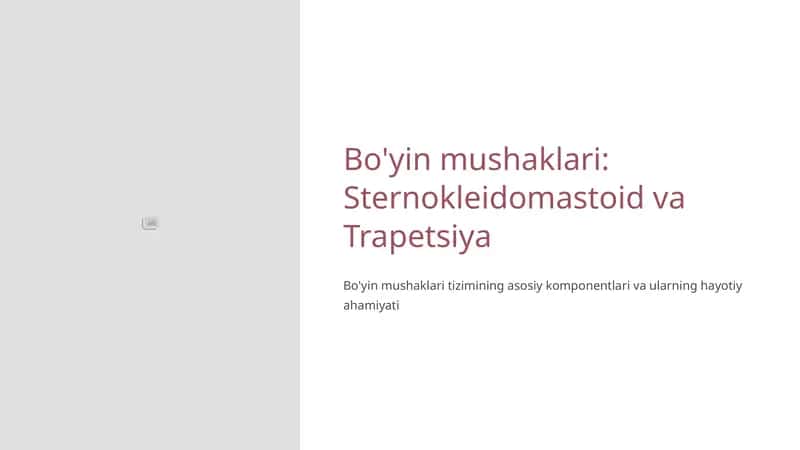 Bo'yin mushaklari: Sternokleidomastoid va Trapetsiya