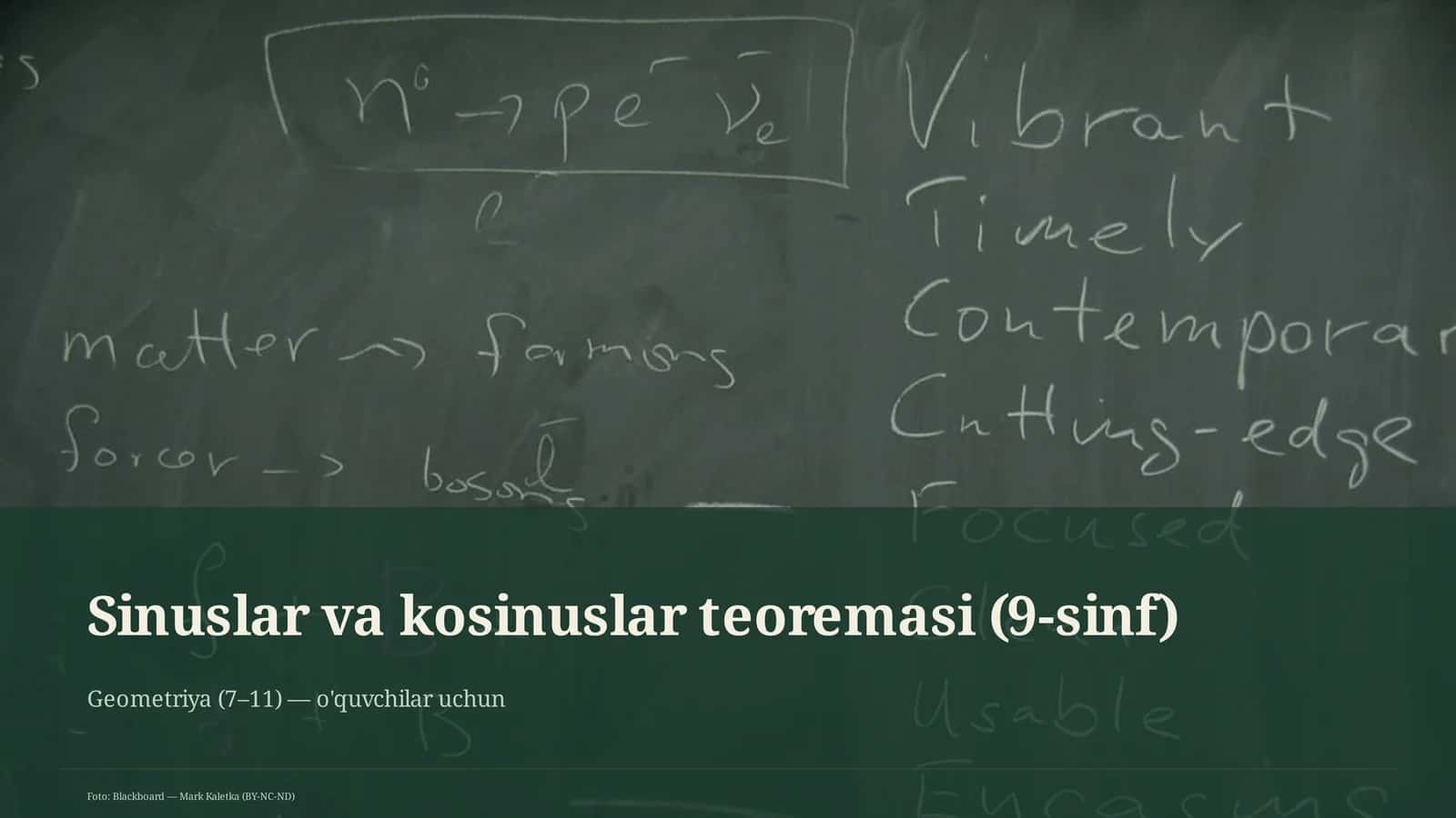 Sinuslar va kosinuslar teoremasi (9-sinf)