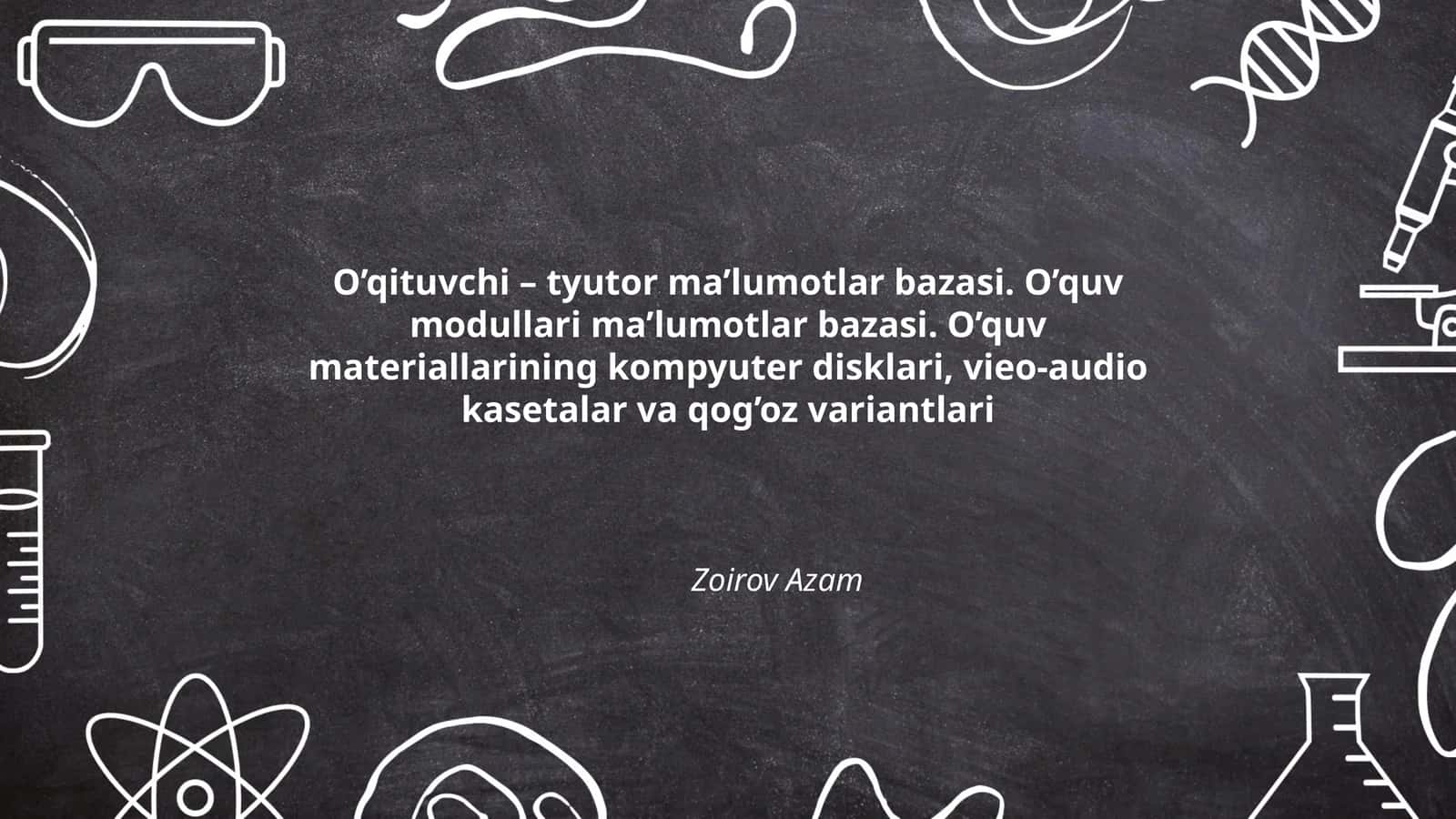 O’qituvchi – tyutor ma’lumotlar bazasi