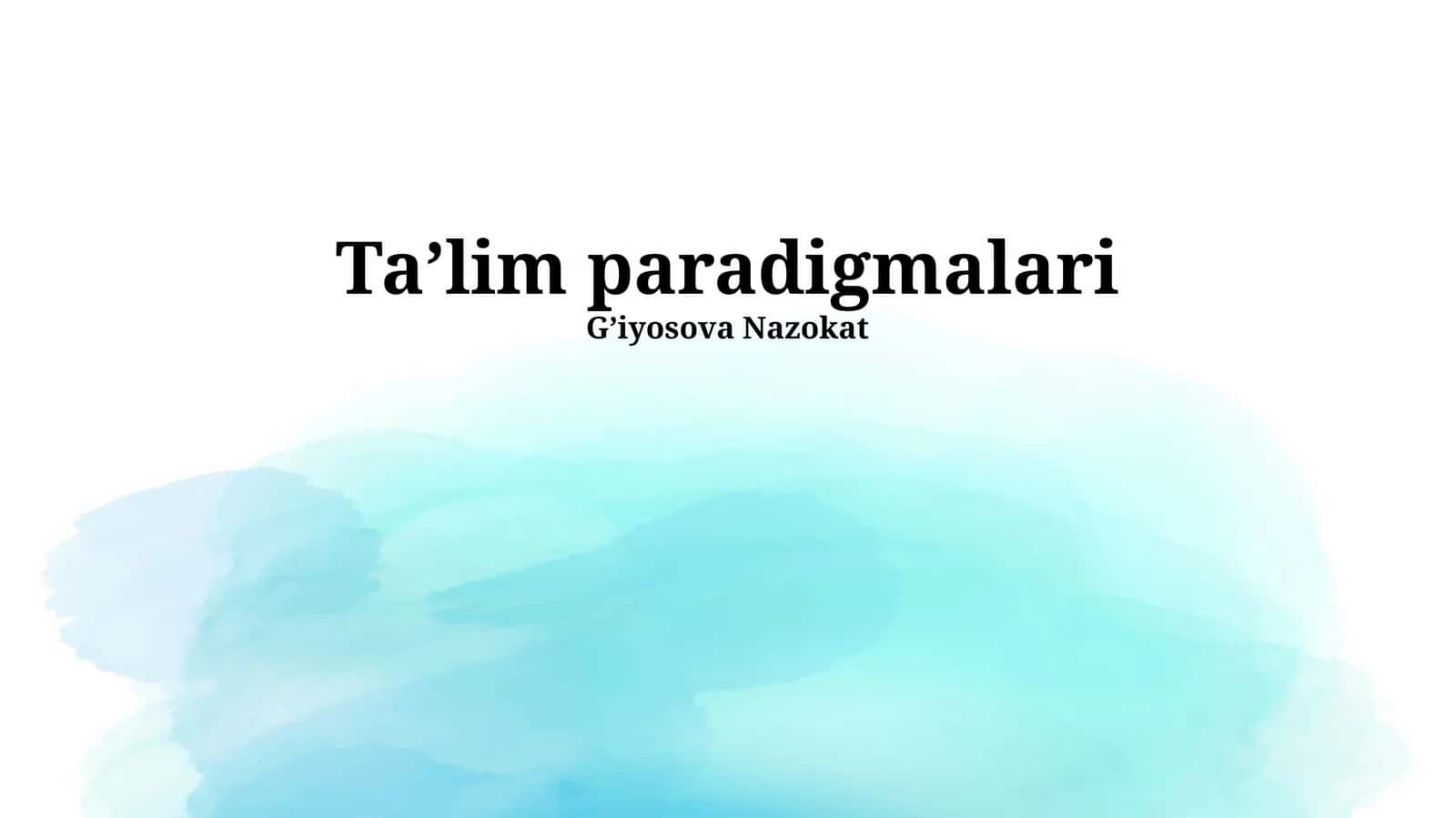Ta'lim paradigmalari