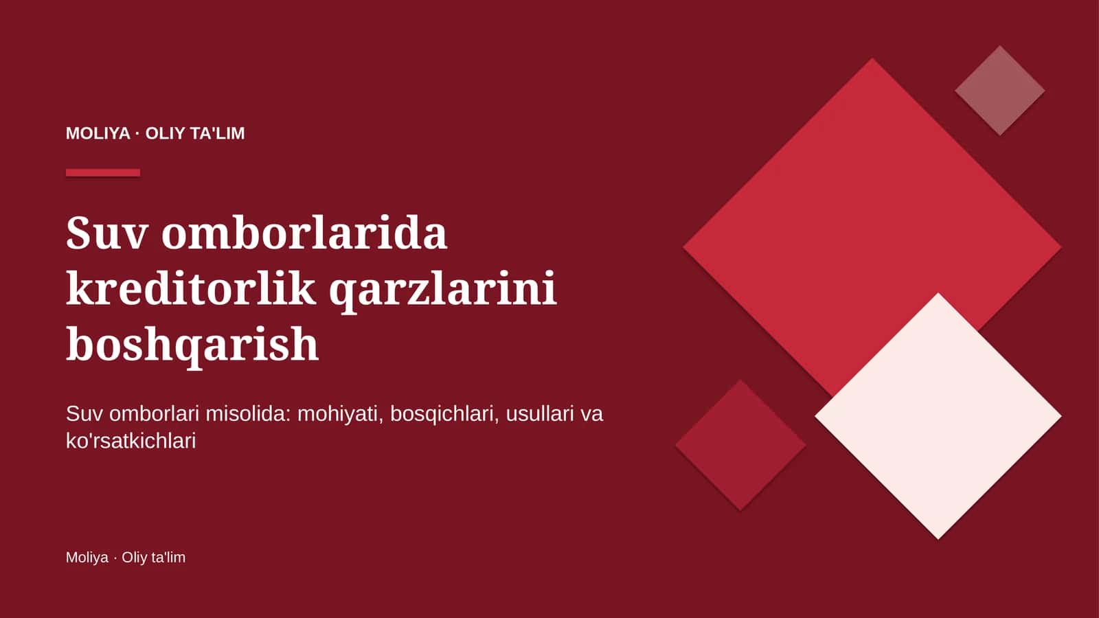Suv omborlarida kreditorlik qarzlarini boshqarish