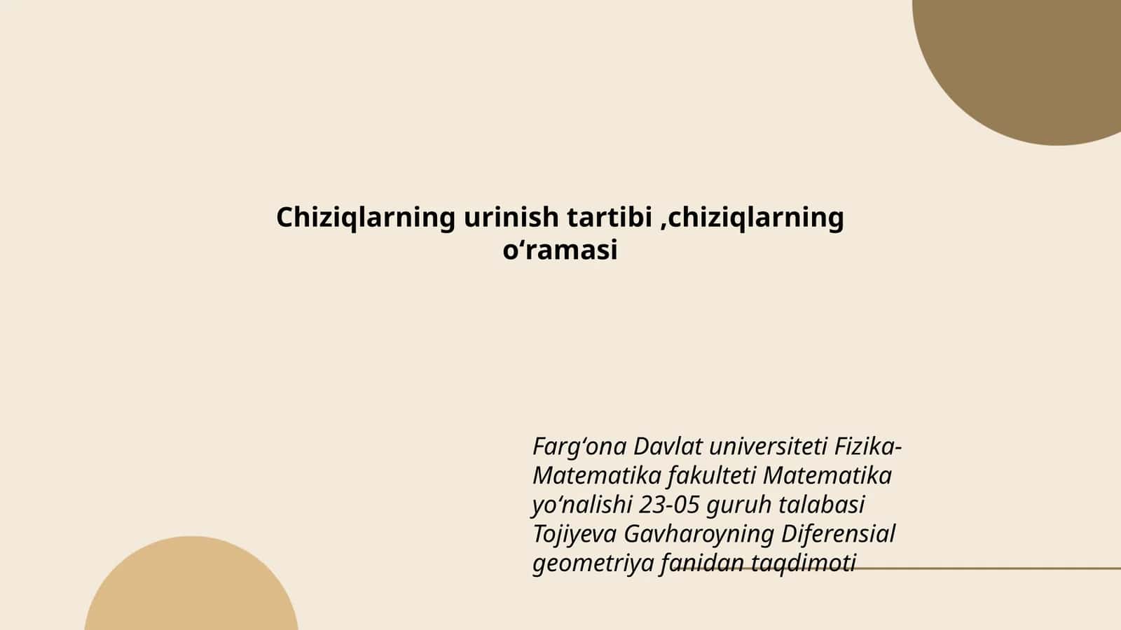 Diferensial geometriya fanidan taqdimoti