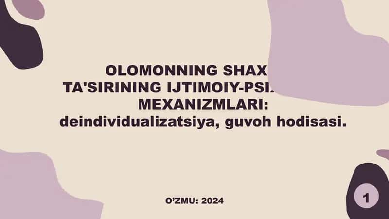 Olomonning shaxsga ta'sirining ijtimoiy-psixologik mexanizmlari