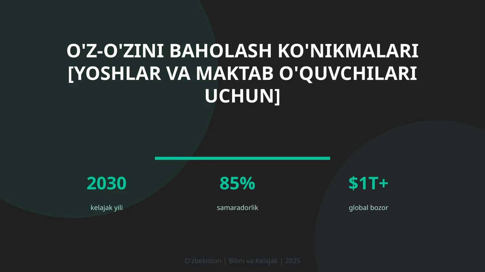 O'Z-O'ZINI BAHOLASH KO'NIKMALARI [YOSHLAR VA MAKTAB O'QUVCHILARI UCHUN]