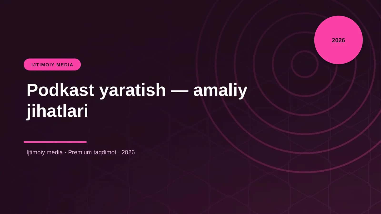 Podkast yaratish — amaliy jihatlari