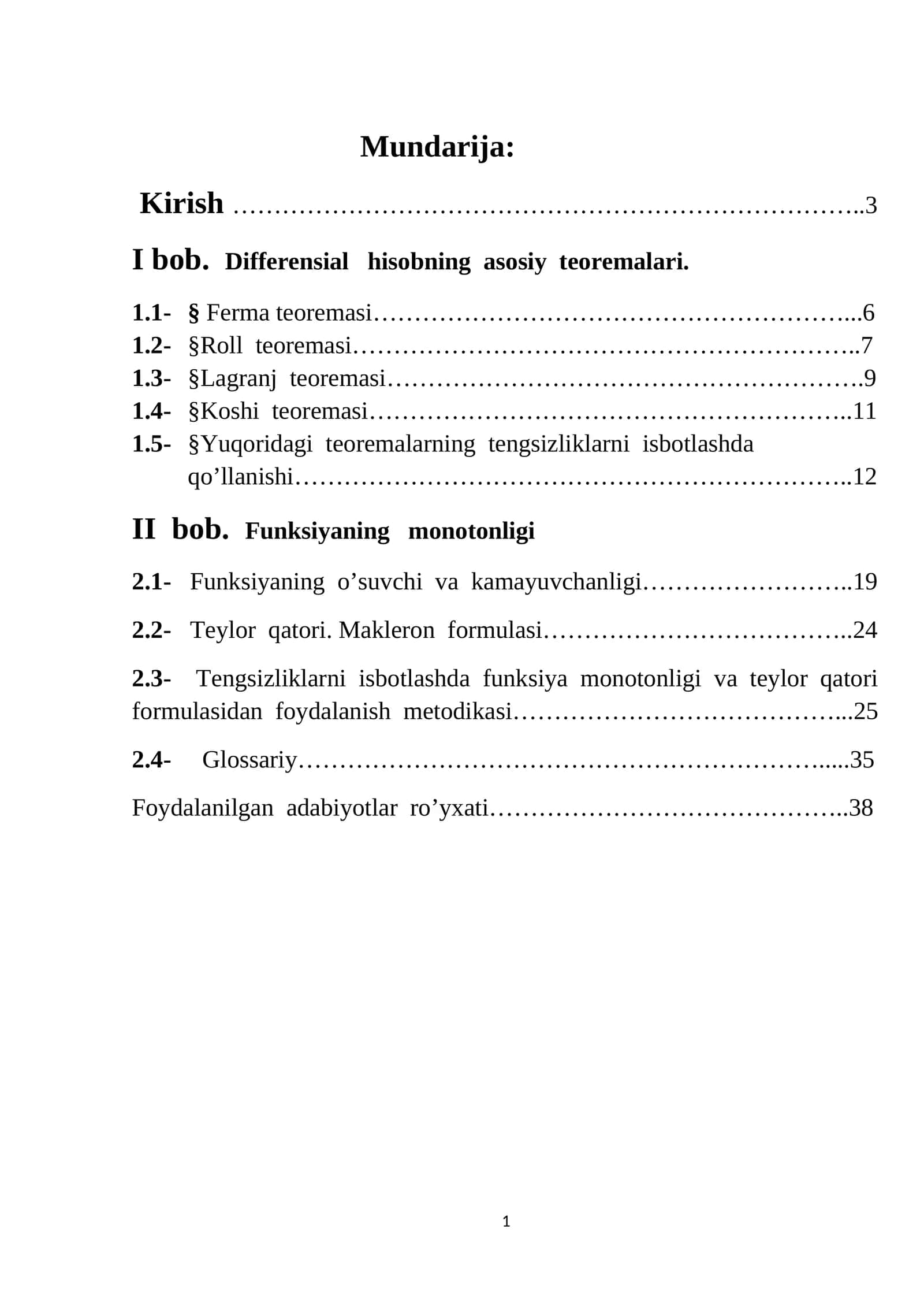 Differensial hisobning asosiy teoremalari