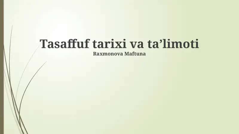 Tasaffuf tarixi va taʼlimoti