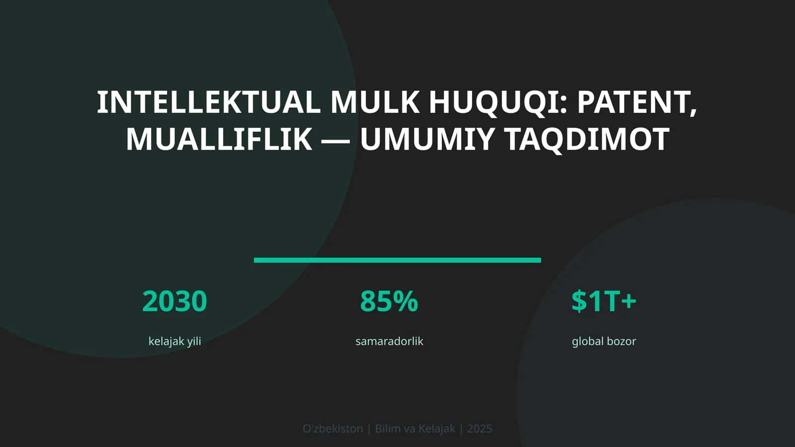 Intellektual mulk huquqi: patent, mualliflik — umumiy taqdimot