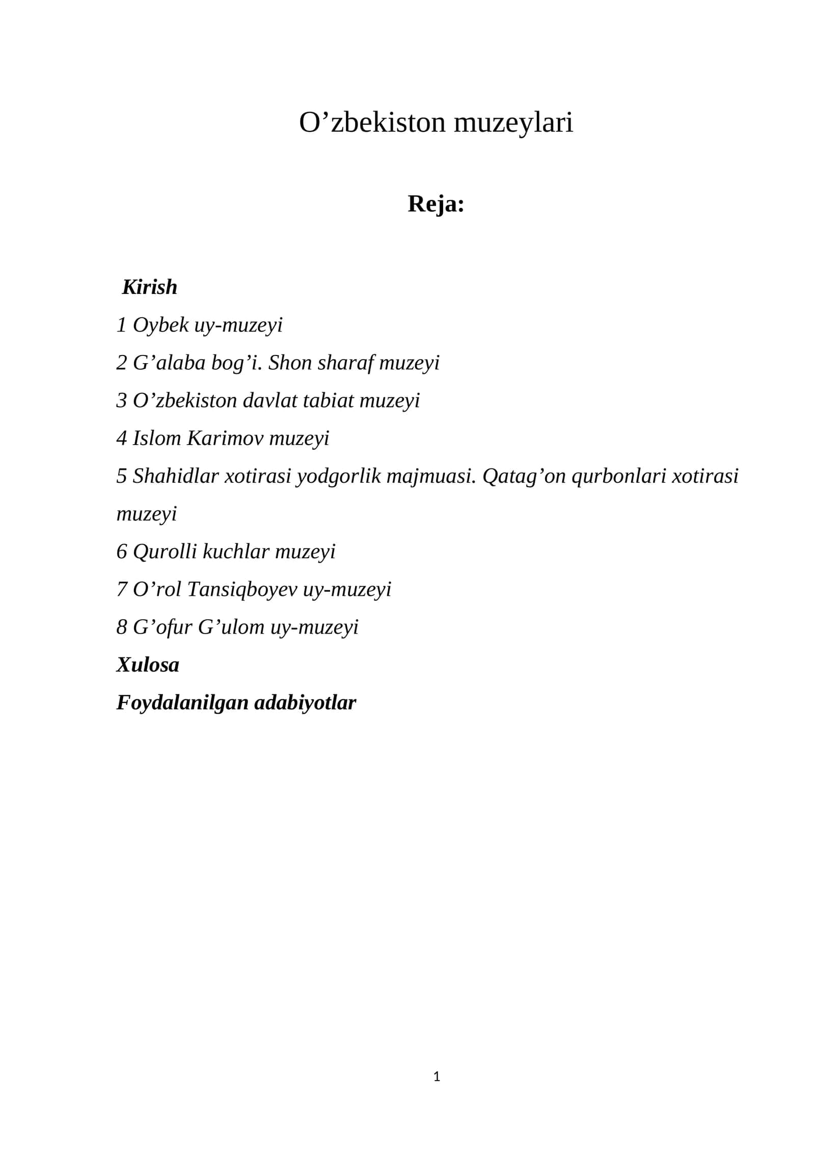 O’zbekiston muzeylari