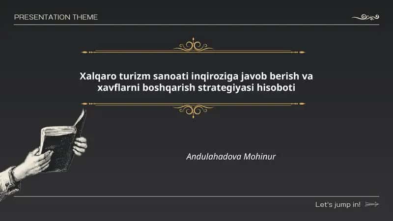 Xalqaro turizm sanoati inqiroziga javob berish va xavflarni boshqarish strategiyasi hisoboti