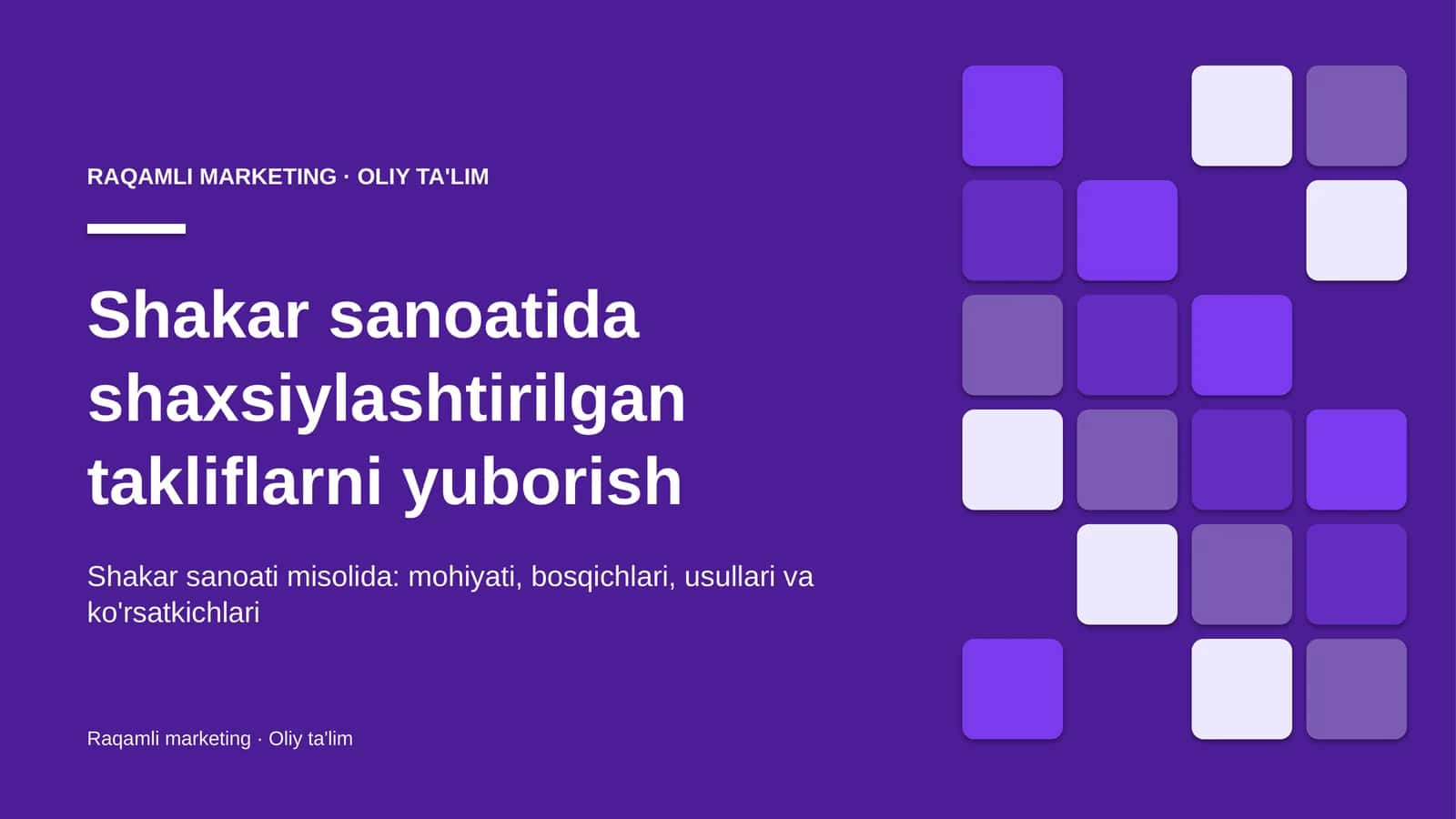 shakar sanoatida shaxsiylashtirilgan takliflarni yuborish 8997