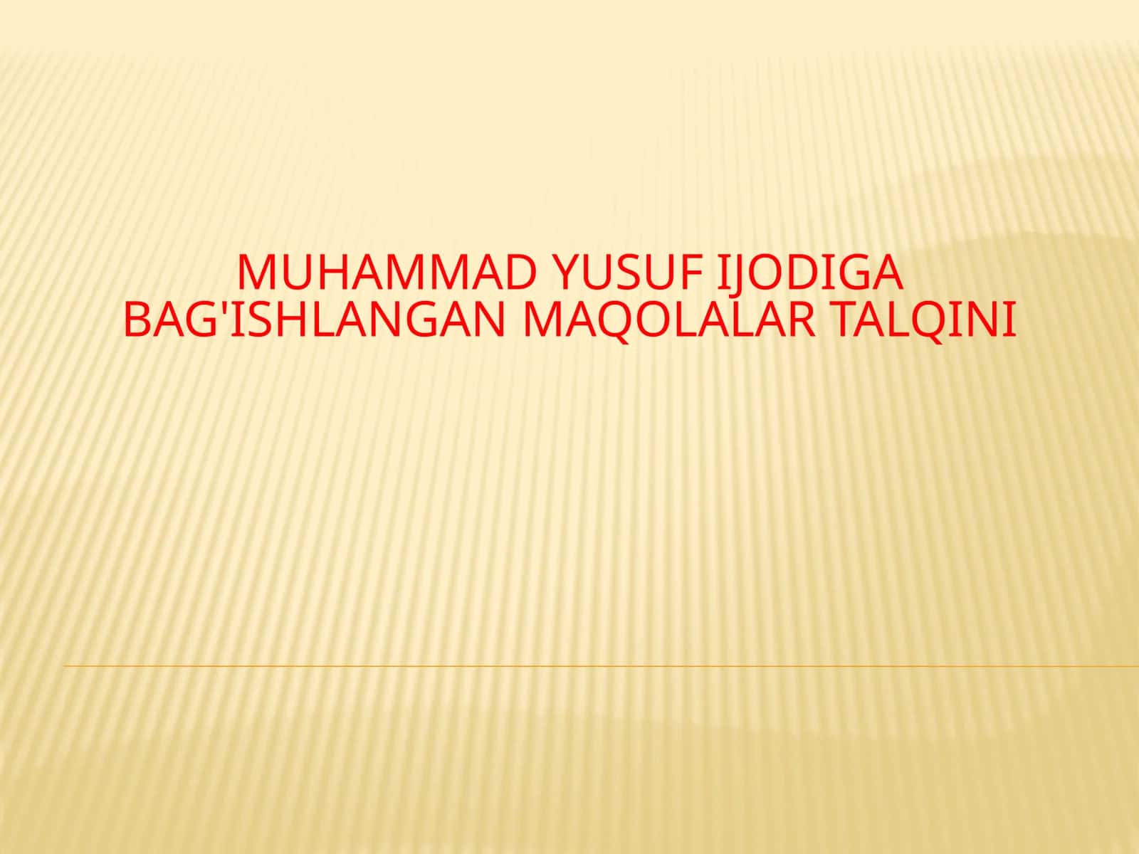 Muhammad Yusuf hayoti va ijodi