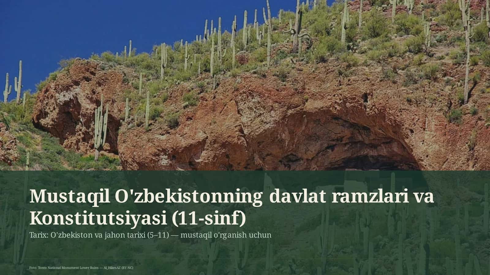 Mustaqil O'zbekistonning davlat ramzlari va Konstitutsiyasi (11-sinf)